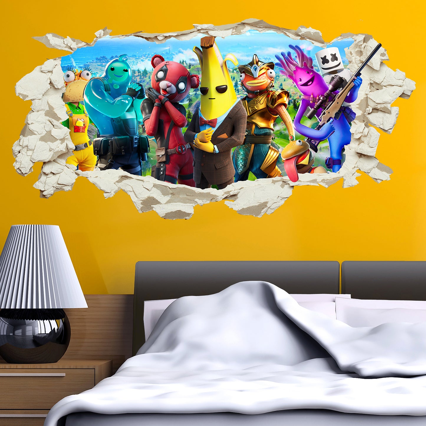 Fortnite Legends Wall Sticker Smashed 3D Crack Kids Boys Bedroom Gaming Game Decal Gift