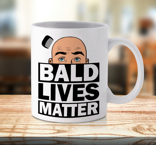 Bald Lives Matter Baldi Mug Cup Bald Man Funny Novelty Birthday Christmas Gifts Him Ceramic Xmas Mugs Printed Print White Coffee Tea