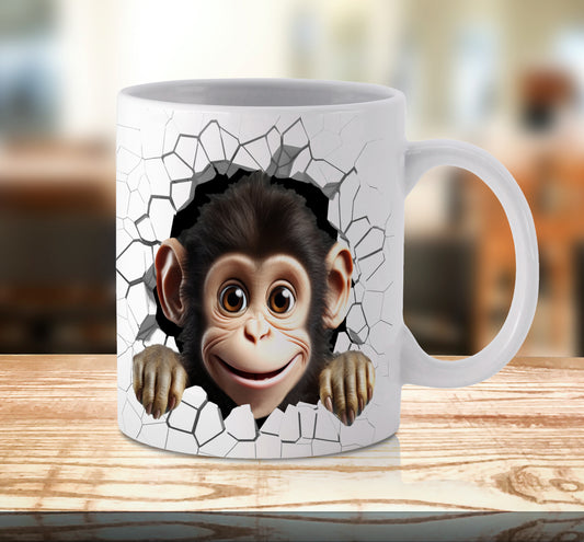 Cute Monkey Animal Mug Cup Funny Animal Novelty Birthday Christmas Gifts Him Ceramic Xmas Mugs Printed Print White Coffee Tea Gift