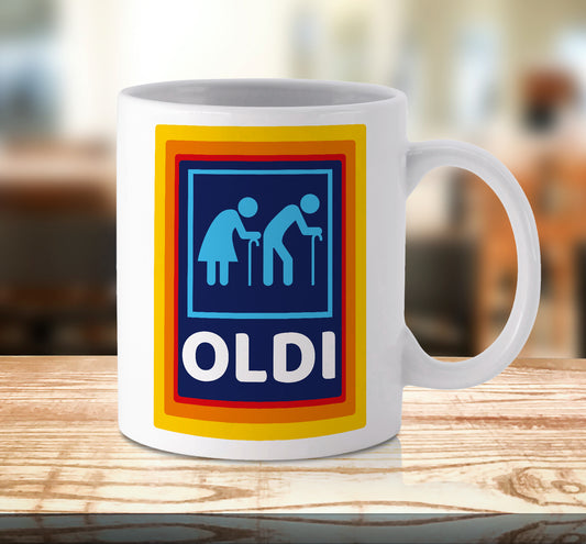 Oldi Mug Cup Elderly Couple Funny Novelty Birthday Christmas Gifts Him Ceramic Xmas Mugs Printed Print White Coffee Tea