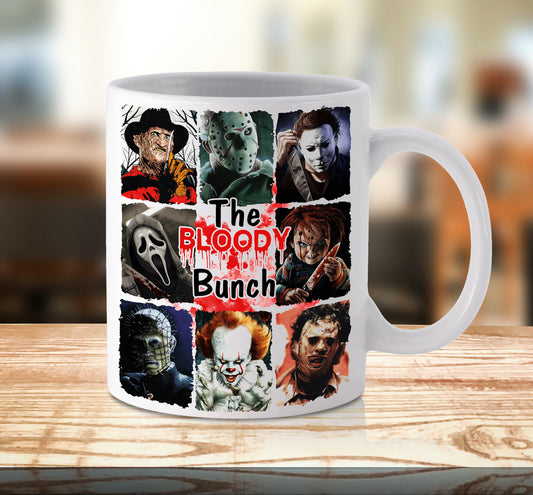 Horror Mug Cup The Bloody Bunch Funny Novelty Birthday Christmas Halloween Gifts Him Her Ceramic Xmas Mugs Printed Print White Coffee Tea Scary