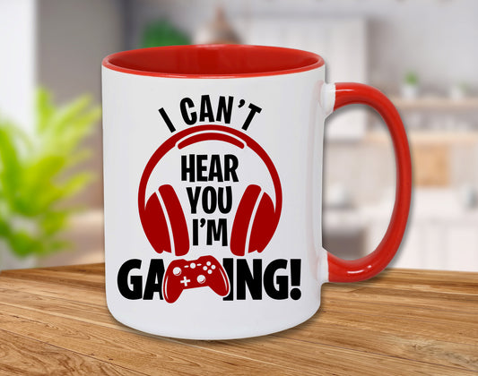 GAMING Mug I Can't Hear You I'm Gaming Funny Novelty Adult Men Kids Boy Gamer Games Ceramic White Red Double Side Print Printed Cup Coffee Tea Hot Chocolate mug 11oz Novelty Birthday Christmas Gifts Him or Her Xmas