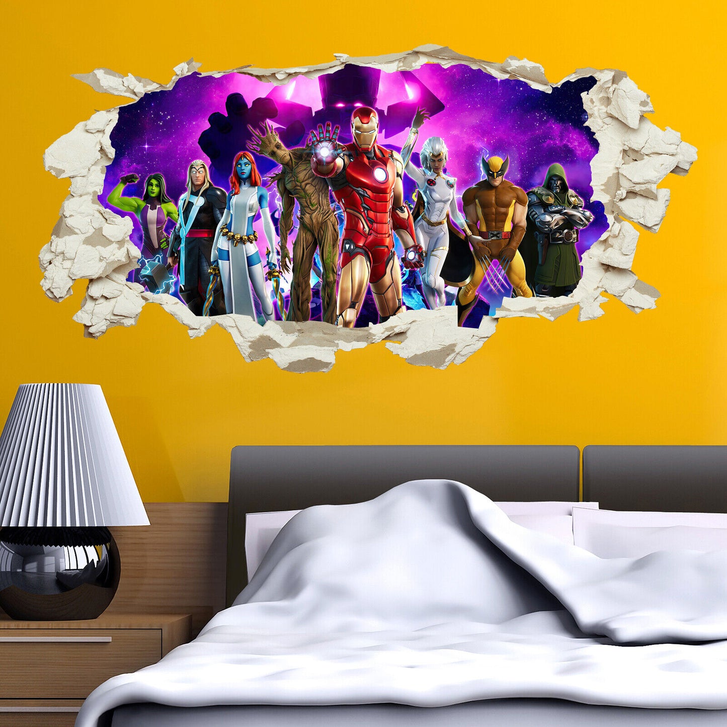 Fortnite Wall Sticker Smashed Crack Superhero Kids Bedroom Decal Gift Game 120x60cm