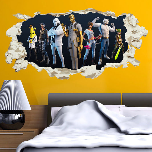 Fortnite Wall Sticker Smashed 3D Crack Kids Bedroom Decal Gift Game V4 120x60cm