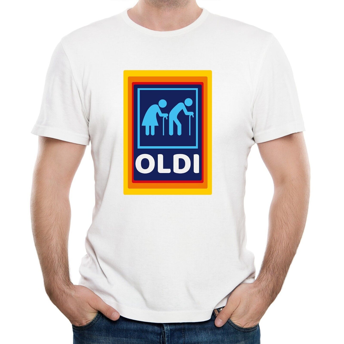 OLDI T-Shirt Men's Aldi Novelty Funny OLD Tee Top Hilarious Joke Tshirt Dad Gift